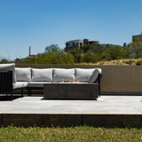 Stonelum Manhattan 01 Rectangular Graphite Fire Pit Table at day