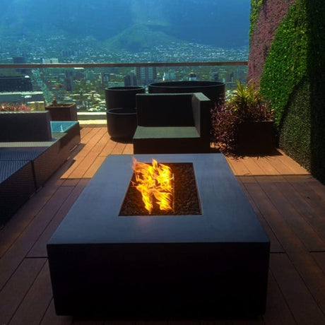 Stonelum Manhattan 01 Rectangular Black Fire Pit Table 