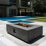 Stonelum Manhattan 01 Rectangular Graphite Fire Pit Table in a condo