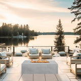 Stonelum Manhattan 04 Rectangular White Fire Pit with lake view