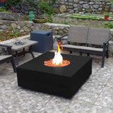 stonelum praga 1 square black gas fire pit with propane tank cover