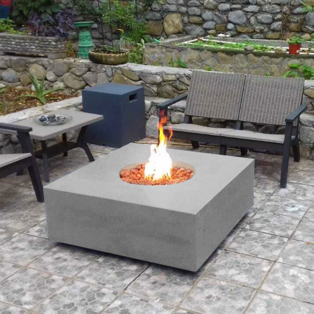 stonelum praga 1 square grey gas fire pit with propane tank cover