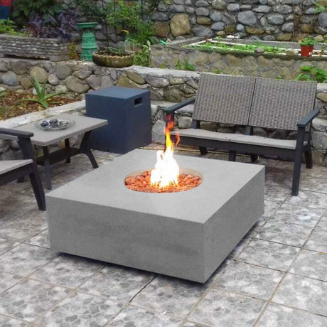 stonelum praga 1 square grey gas fire pit with propane tank cover