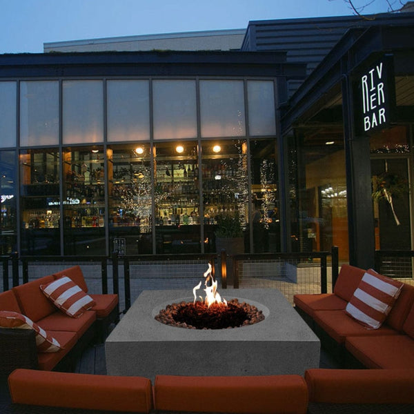 stonelum praga 1 square graphite gas fire pit in a bar