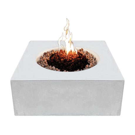 stonelum praga 1 square white gas fire pit top view