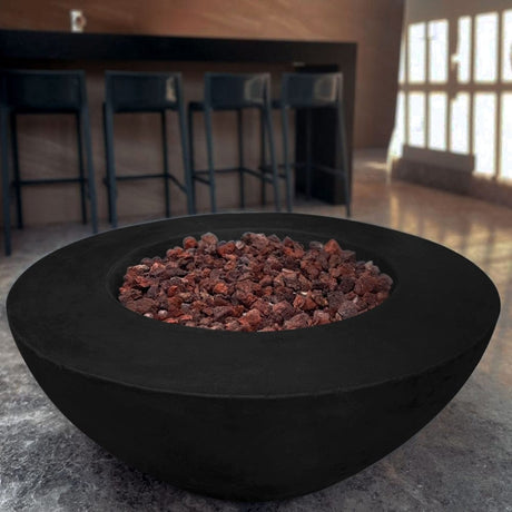Stonelum Venecia 03 42-Inch Round Black Fire Bowl at a cafe