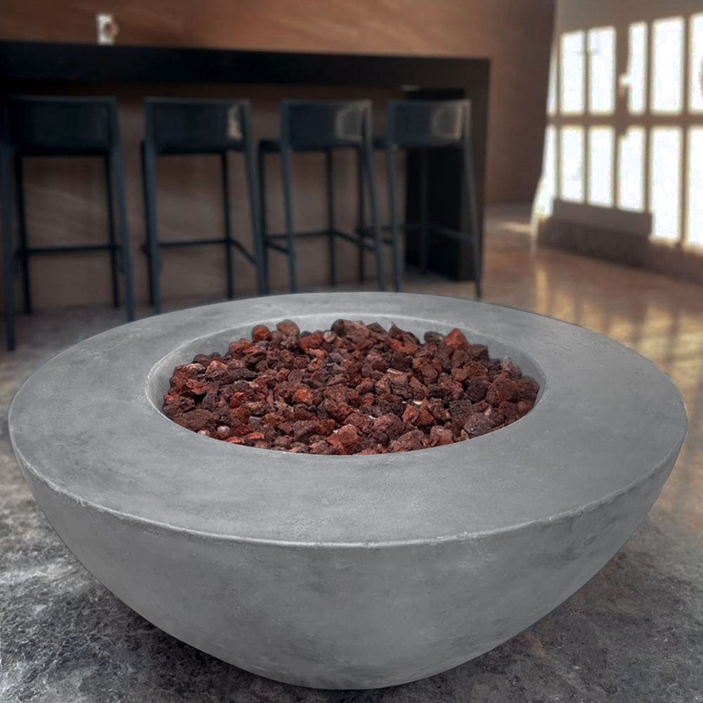 Stonelum Venecia 03 42-Inch Round Grey Fire Bowl at a cafe