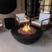 Stonelum Venecia 03 42-Inch Round Black Fire Bowl with comfy chairs