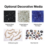 optional fire glass, driftwood log set and river rock kit
