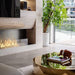 the bio flame 60-inch smart ethanol burner in a custom fireplace in living room
