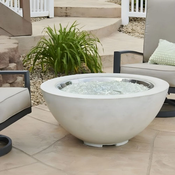 The Outdoor GreatRoom Company Cove 42-Inch White Gas Fire Bowl in Outdoor Area