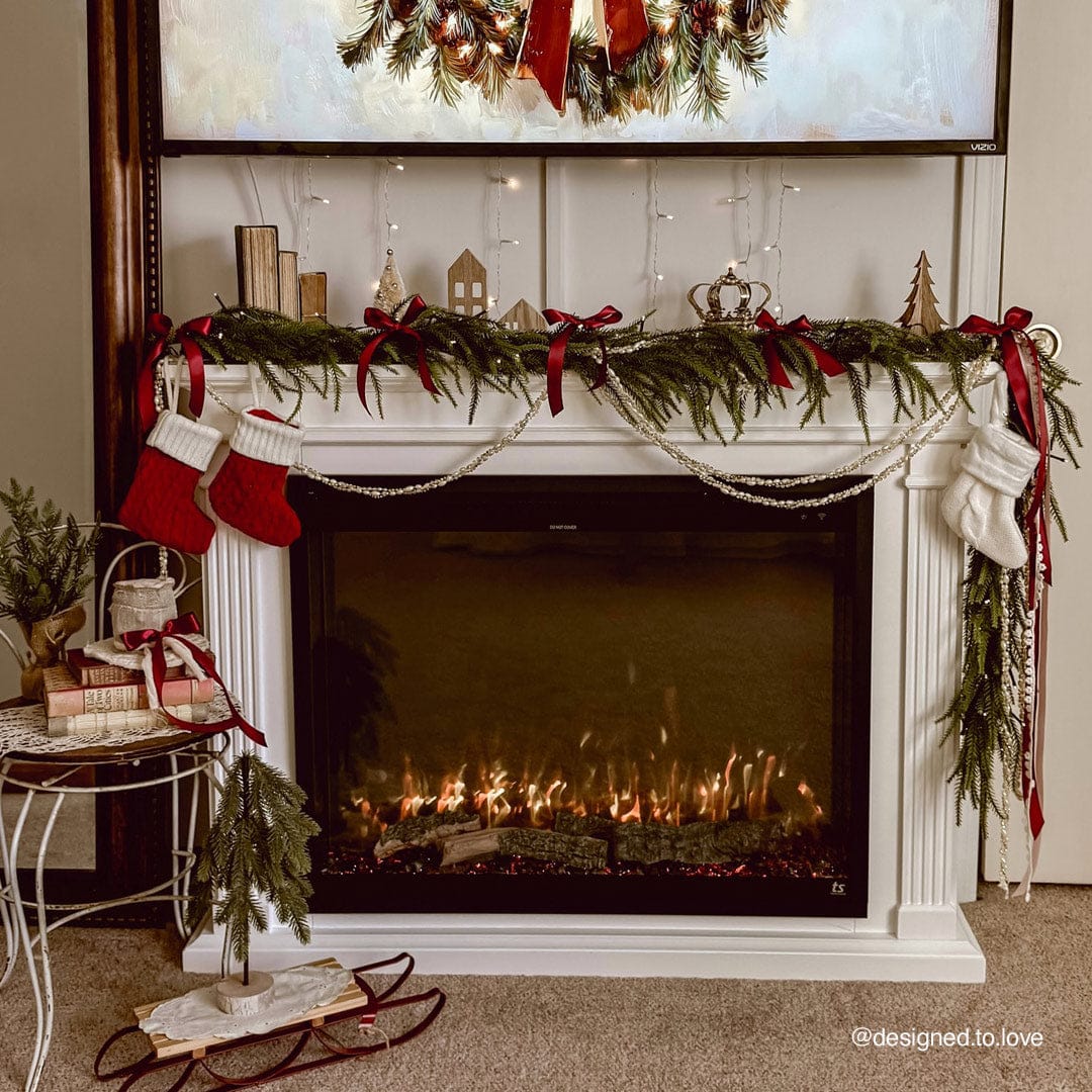 Touchstone Fireplug PRO electric fireplace insert fitted into an Encase surround mantel