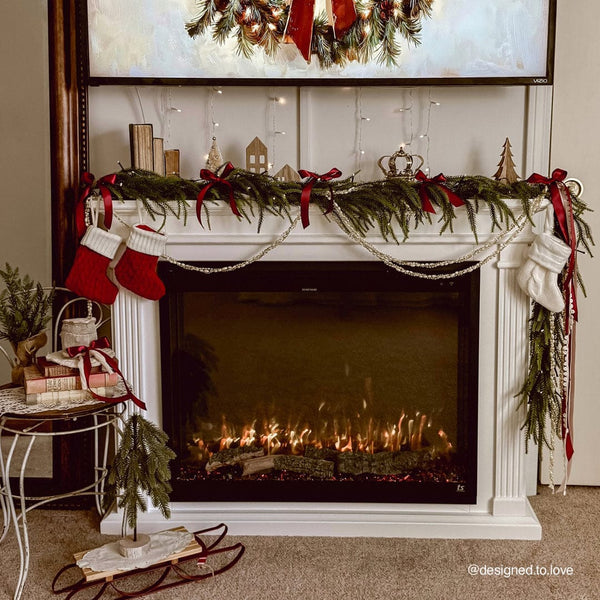 Touchstone Fireplug PRO electric fireplace insert fitted into an Encase surround mantel