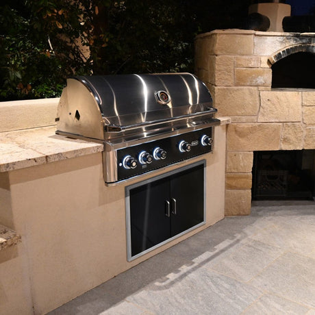 Wildfire Ranch PRO 42-Inch 4-Burner Built-In Gas Grill in Island at Night