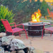 wine barrel dude coffee table wooden gas fire pit table with red chairs
