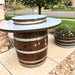 wine barrel dude full barrel gas fire pit table out in the yard