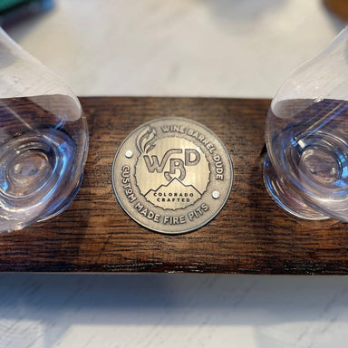 Wine Barrel Dude Whiskey Flight with Glasses