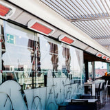 Bromic Tungsten Smart-Heat White Wall Mounted Electric Heaters in a Restaurant - angle view