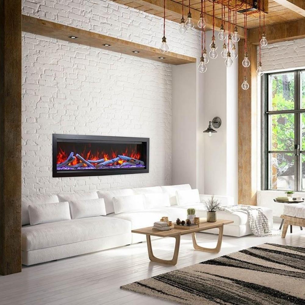 Amantii SYMMETRY Bespoke 60" Built-in Electric Fireplace in Living Room