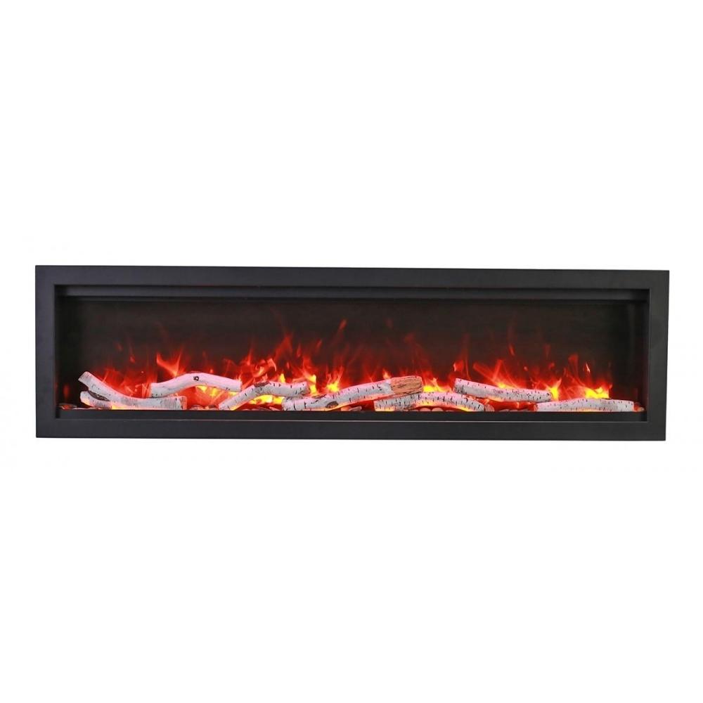 Amantii SYMMETRY Bespoke Built-in Electric Fireplace with WiFi and Sound 74" Model with Birch Log Set