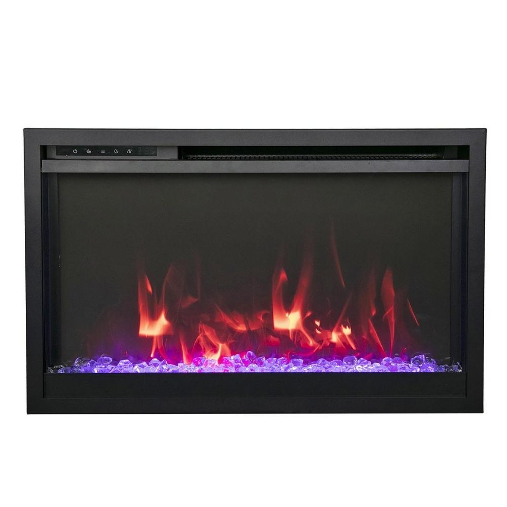Amantii Traditional Xtraslim Wall Mounted Indoor Electric Fireplace with WiFi With Clear Glass Diamond and red Flame