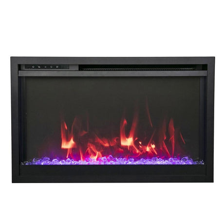 Amantii Traditional Xtraslim Wall Mounted Indoor Electric Fireplace with WiFi With Clear Glass Diamond and red Flame