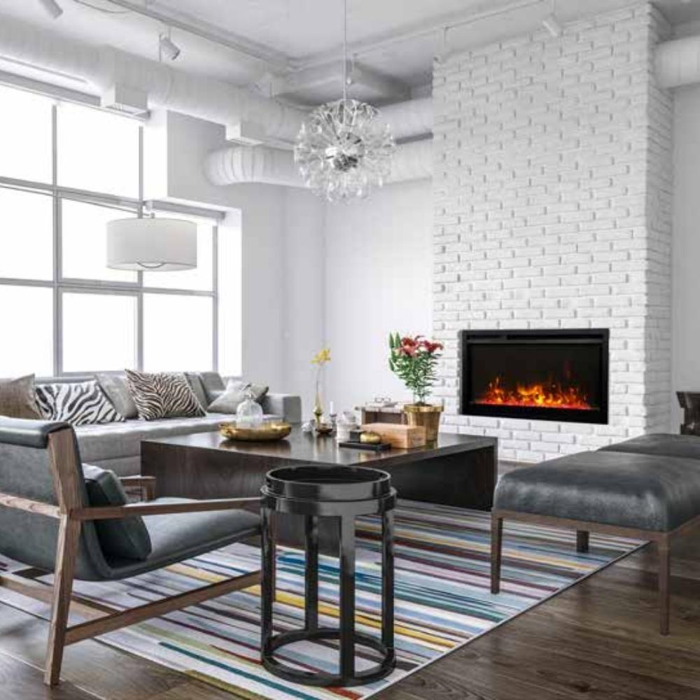 Amantii Traditional Xtraslim Wall Mounted Indoor Electric Fireplace with WiFi In a Living Room