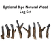Optional 8-pc natural wood log set