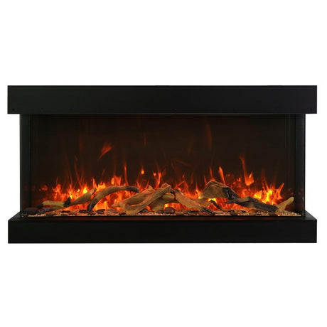Amantii TRU-VIEW XT Indoor/Outdoor 3-Sided Electric Fireplace with Driftwood Design Kit