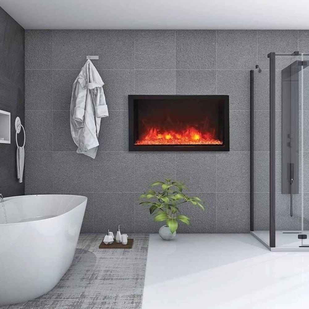 Amantii Panorama XT 50-Inch Electric Fireplace in a bathroom