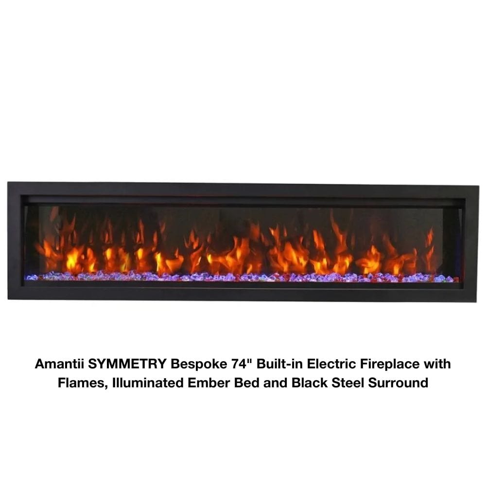 Amantii Symmetry Bespoke 74" Electric Fireplace with Multicolored Ember Bed