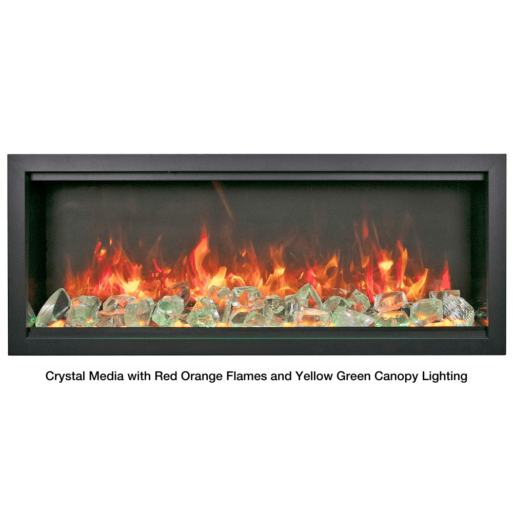 Amantii Bespoke XT Electric Fireplace with Crystal Media and Yellow Green Lights