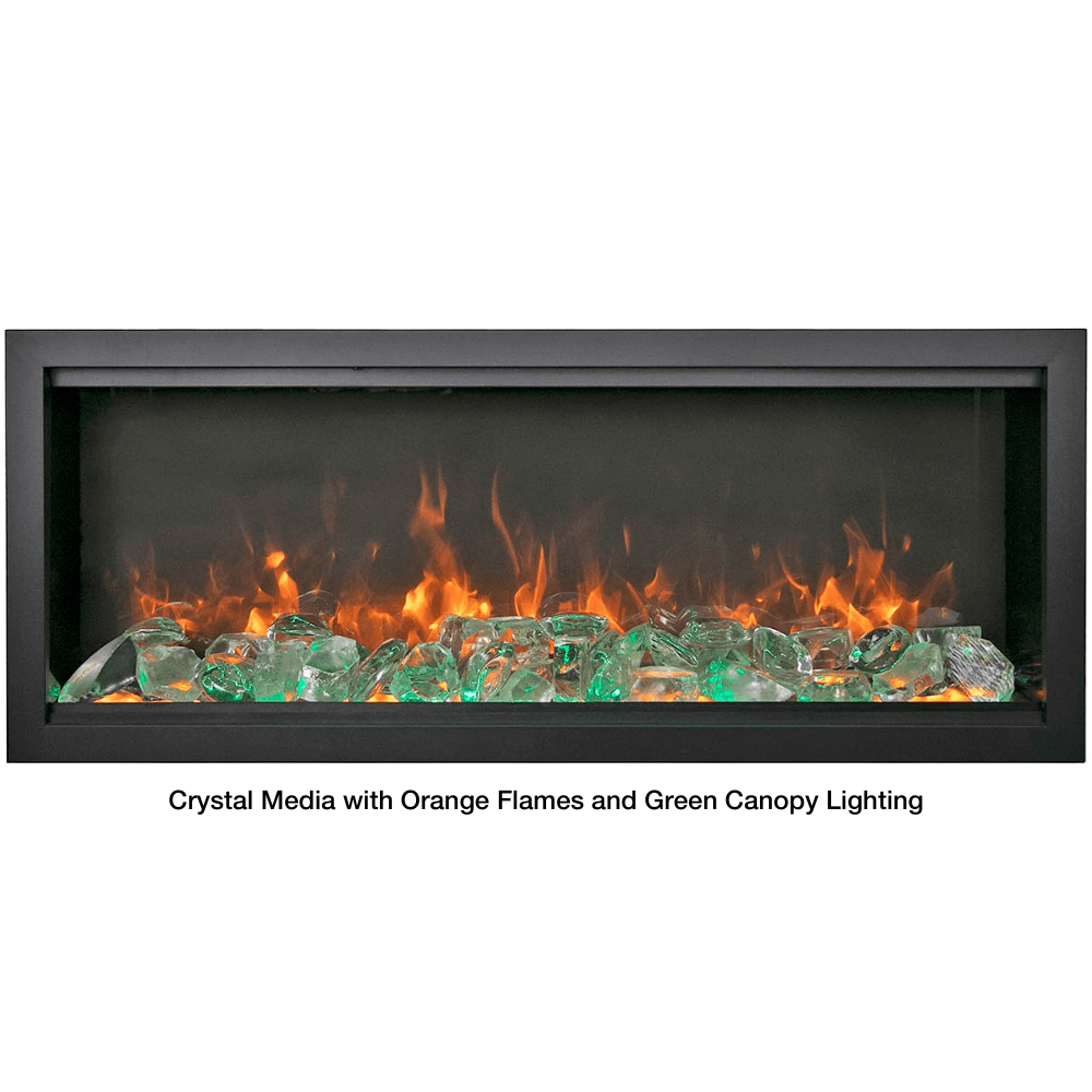 Amantii Bespoke XT Electric Fireplace with Crystal Media and Green Lights