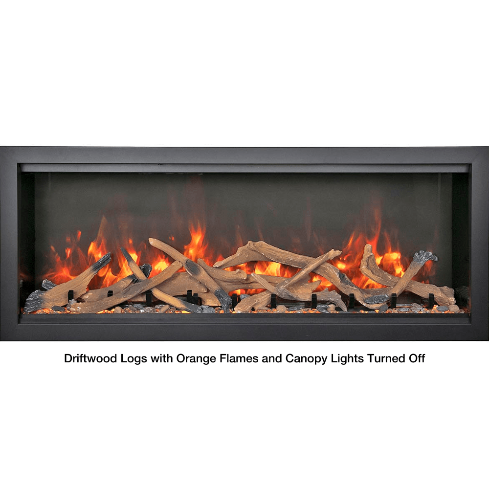 Amantii Bespoke XT Electric Fireplace with Driftwood Logs and Lights Turned Off