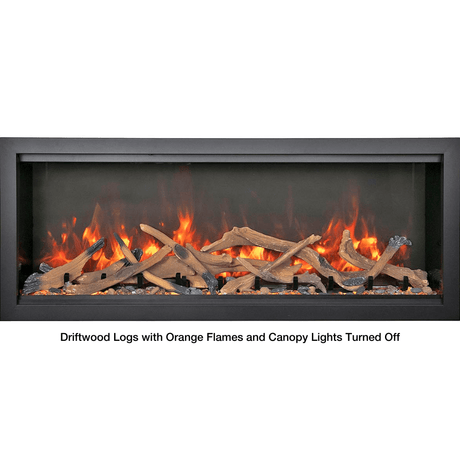 Amantii Bespoke XT Electric Fireplace with Driftwood Logs and Lights Turned Off