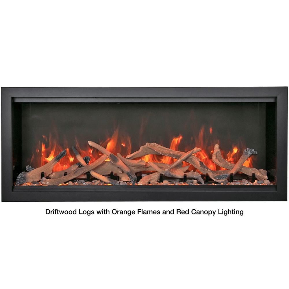 Amantii Bespoke XT Electric Fireplace with Driftwood Logs and Red Lights