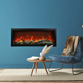 Amantii SYMMETRY Bespoke Extra Tall 50" Electric Fireplace with WiFi and Sound in casual room