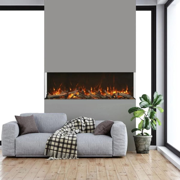 Amantii TRU-VIEW 72-Inch Indoor /Outdoor 3-Sided Electric Fireplace (72-TRU-VIEW-XL) in Living Room