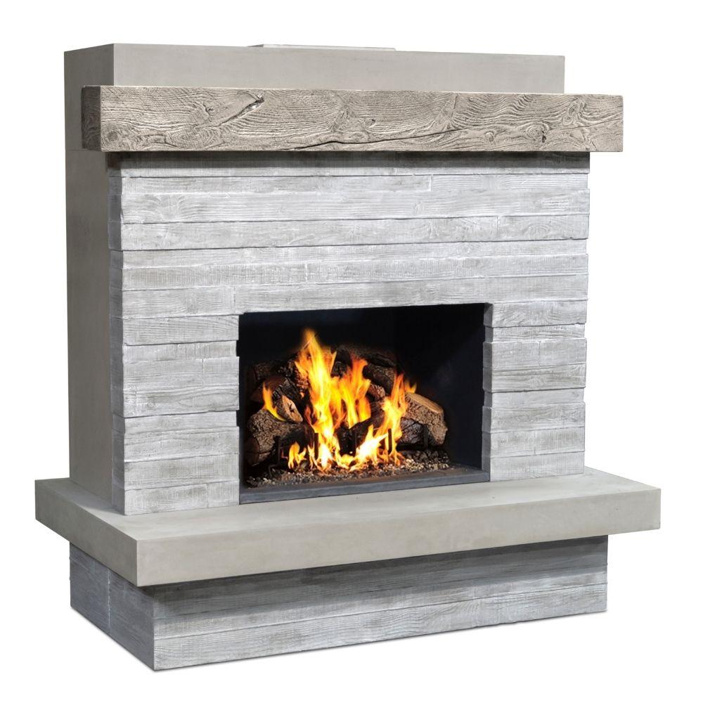 American Fyre Designs Brooklyn 68" Free Standing Outdoor Gas Fireplace Silver Pine Mantel