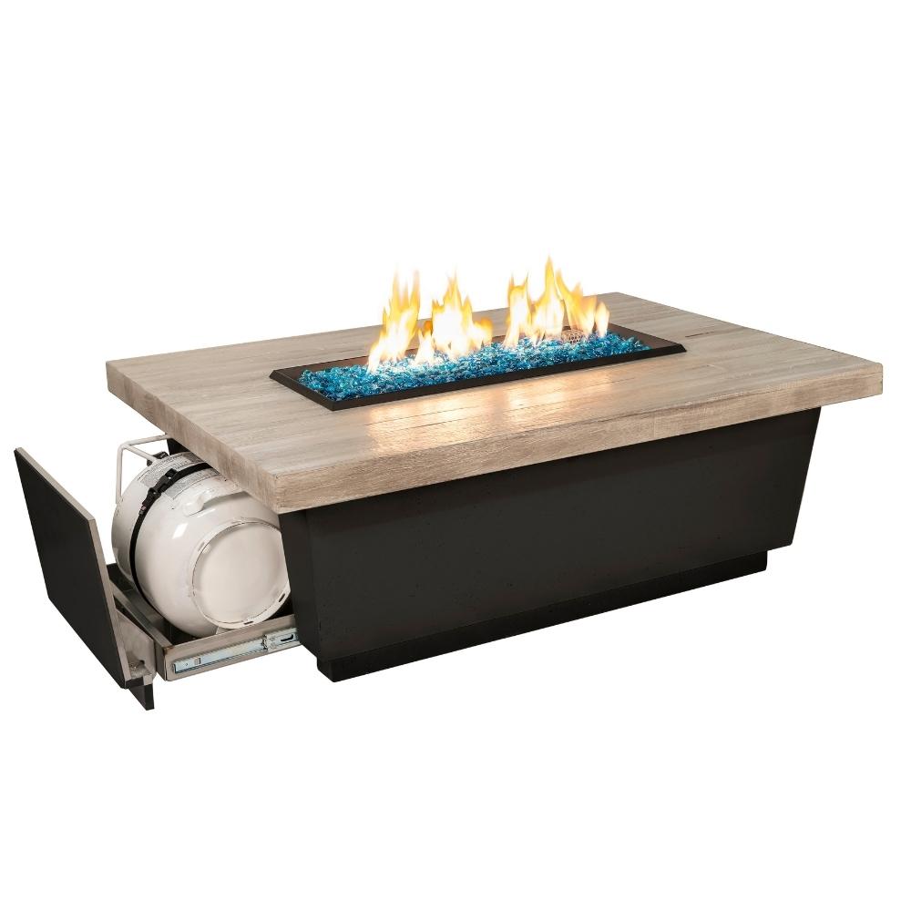 American Fyre Designs Contempo 52" Reclaimed Wood Rectangular LP Fire Pit Table