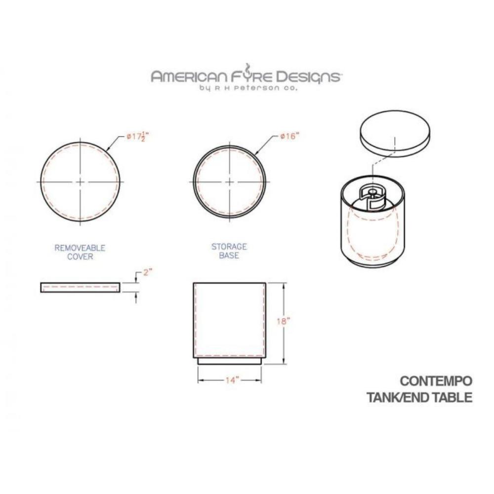 American Fyre Designs Contempo Concrete Tank/End Table Specs