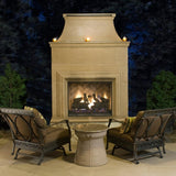 American Fyre Designs Cordova 76" Free Standing Outdoor Gas Fireplace Lifestyle