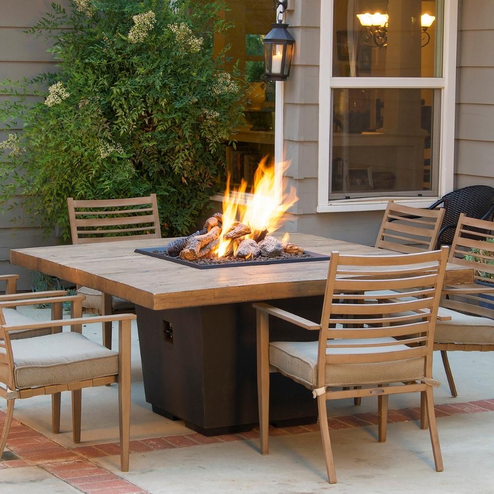 American Fyre Designs Cosmopolitan 36-Inch "Reclaimed Wood" Square Gas Fire Pit Table