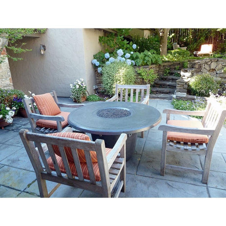 American Fyre Designs Cosmopolitan 48" Concrete Round Gas Fire Pit Table in Outdoor Patio
