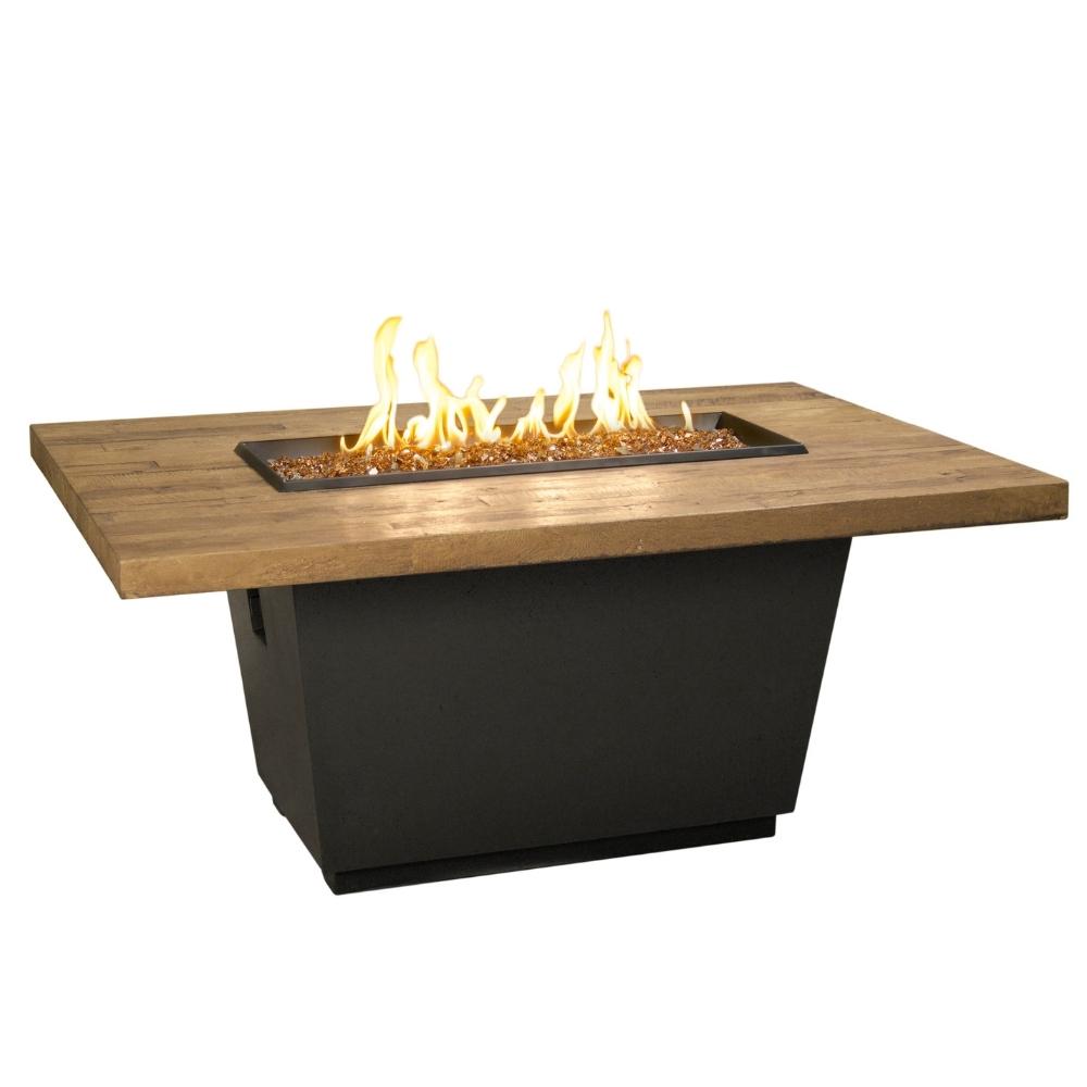 American Fyre Designs Cosmopolitan 54-Inch "Reclaimed Wood" Rectangular Gas Fire Pit Table