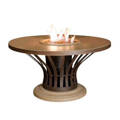 American Fyre Designs Fiesta 54" Concrete Round Gas Fire Pit Dining Table