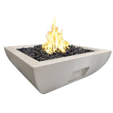 American Fyre Designs Bordeaux Petite 30-Inch Square Concrete Gas Fire Bowl in White Aspen