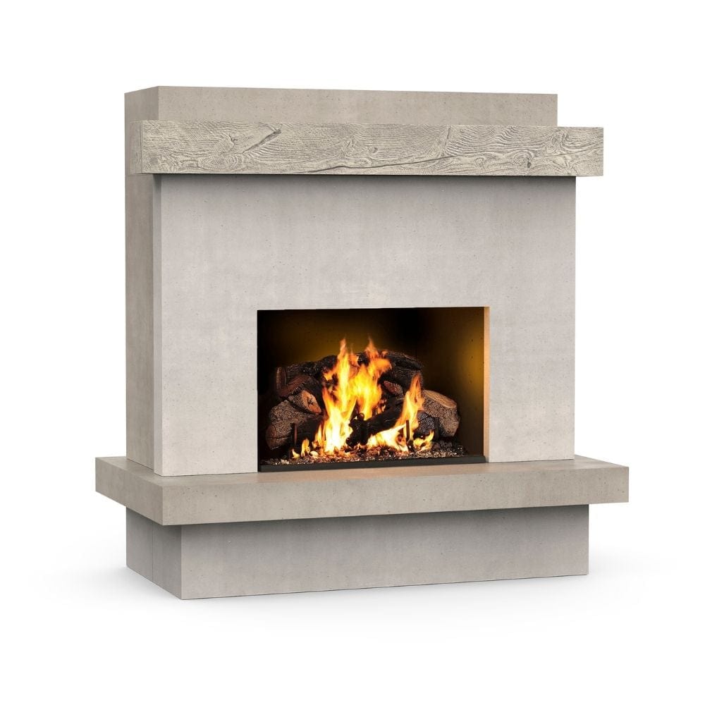 American Fyre Designs Brooklyn Smooth Gas Fireplace with Silver Pine Mantel