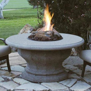 American Fyre Designs Inverted 48-Inch Concrete Round Gas Fire Pit Table with Lava Rocks and Optional Log Set