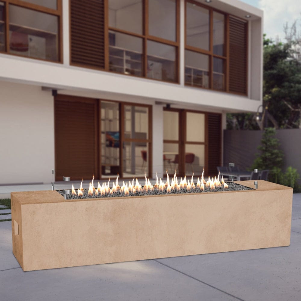 American Fyre Designs Milan Low Fire Pit Table in Cafe Blanco Color